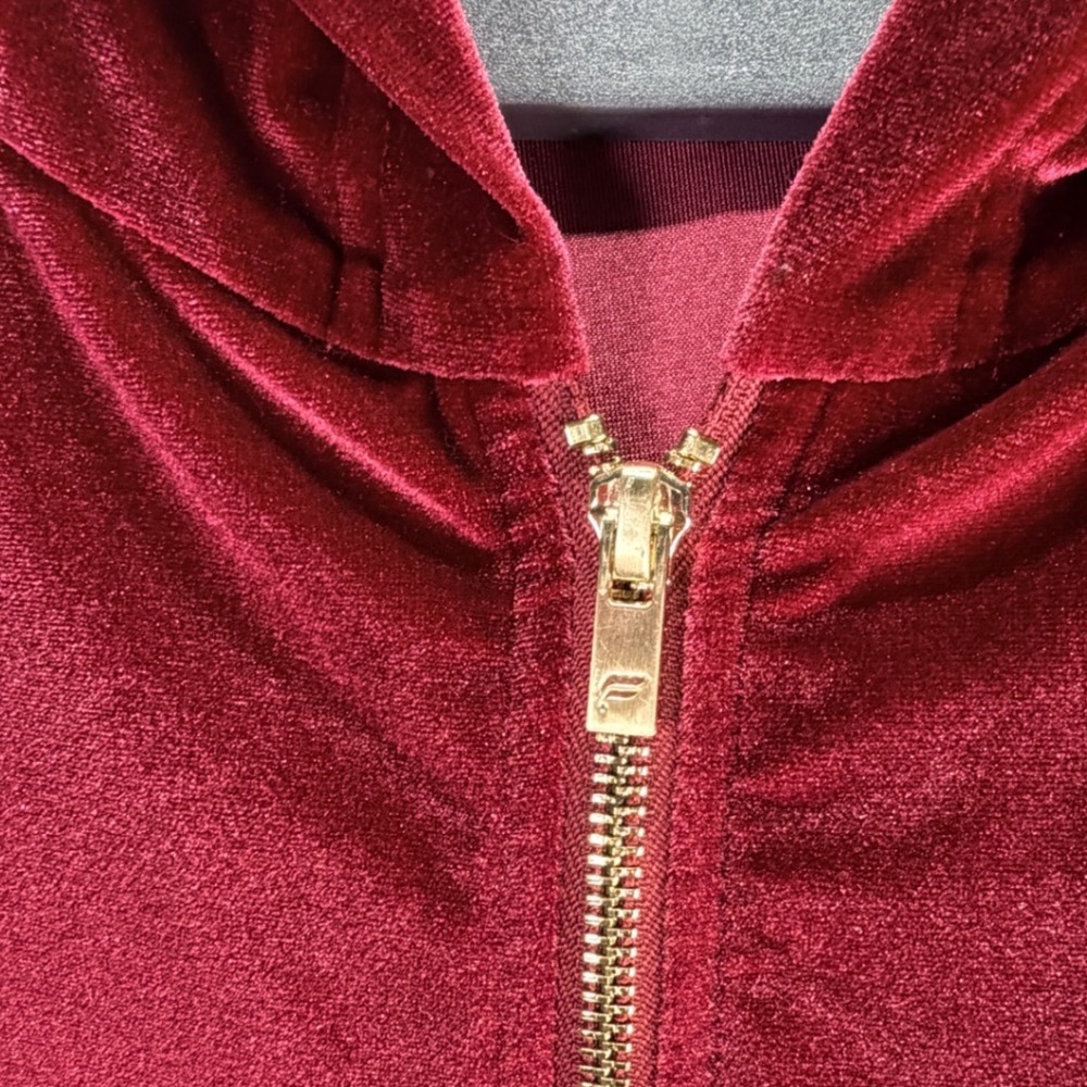 Fabletics Hoodie Women 3X Burgundy Velvet Zip Up Athleisure Y2K Velour Jacket - Picture 5 of 8